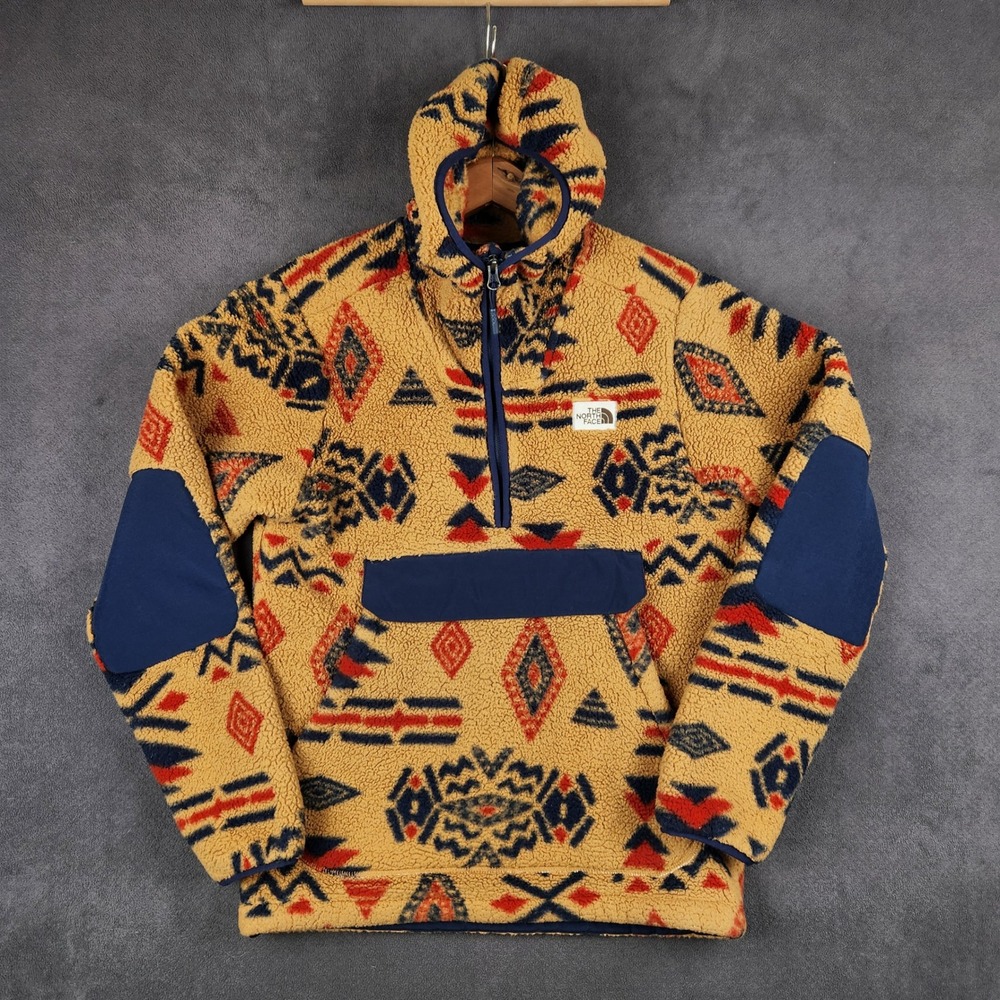 The North Face Campshire Fleece Hoodie Mens XS Tan Aztec‎ 1/4 Zip NF0A3YRS